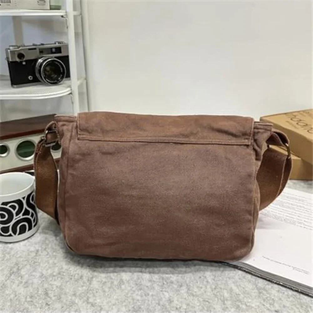 School Vintage Canvas Messenger Bag for Men Crossbody Shoulder Bag Satchel